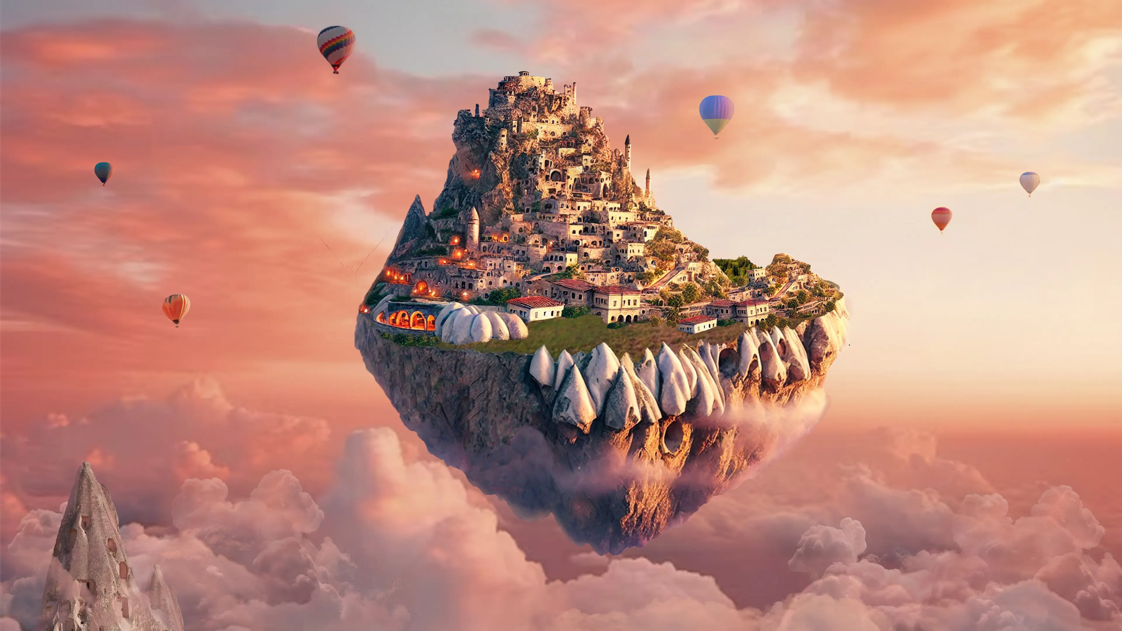Île volante sur le thème du Cappadoce